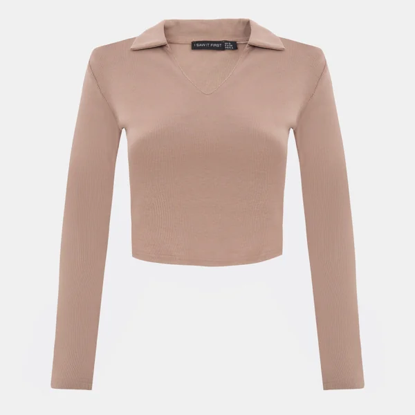 I Saw It First Long Sleeve Collared Top