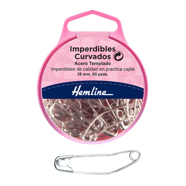 Imperdibles de 3,8 cm curvados - Hemline - 60 unidades