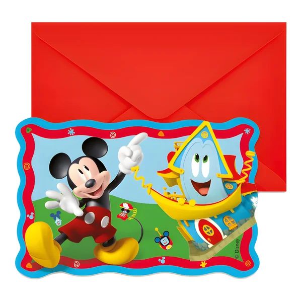 Invitaciones de Mickey mouse azul - 6 unidades