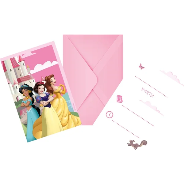 Invitaciones de Princesas Disney - 6 unidades