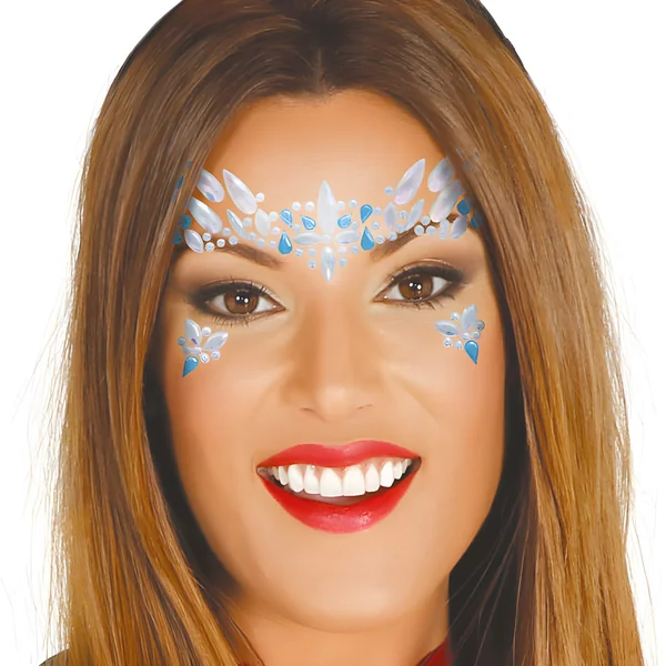 Joyas adhesivas faciales blancas y azules