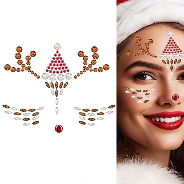 Joyas adhesivas faciales de Navidad de reno