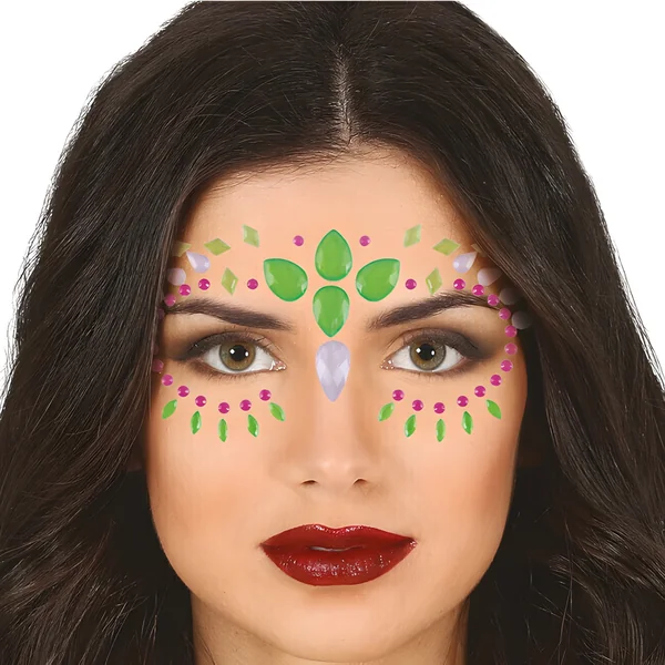 Joyas adhesivas faciales multicolor naturales