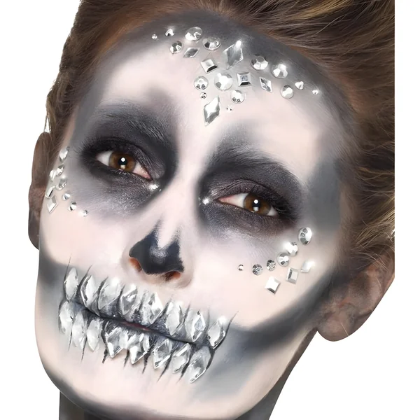Joyas adhesivas faciales plateadas - 100 unidades