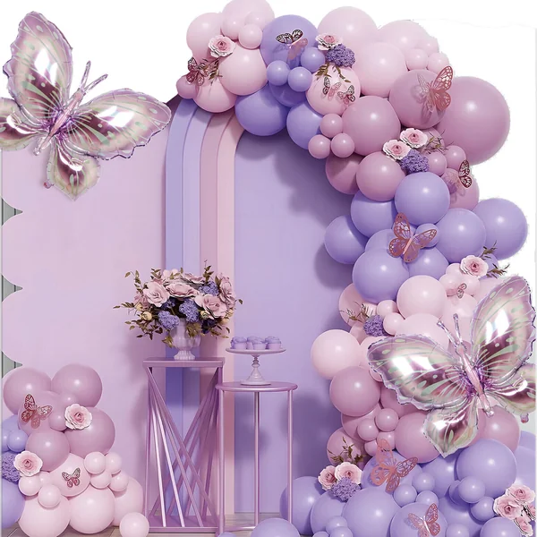 Kit de globos de mariposa lila - 100 piezas