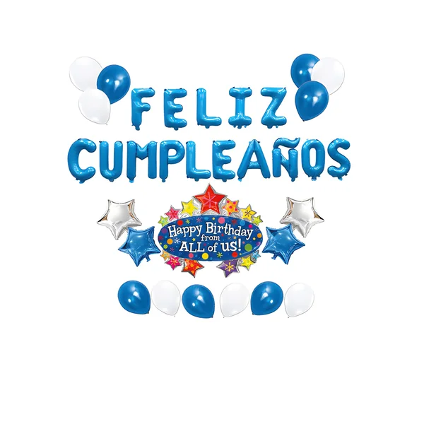 Kit de globos Happy Birthday Arcoiris - 36 unidades