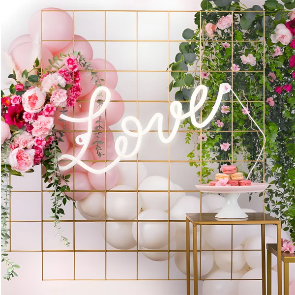 Letrero LOVE con neon led blanco de 61 x 27,4 cm