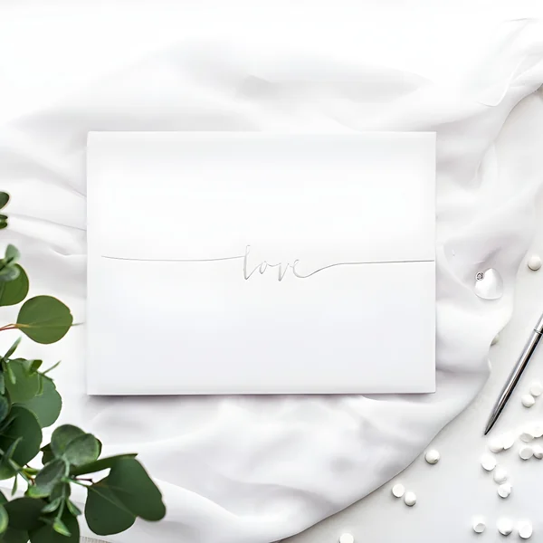 Libro de firmas blanco Love plateado