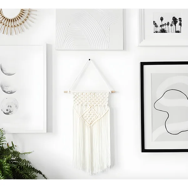 Macramé blanco de 30 x 49 cm - Imagen 2