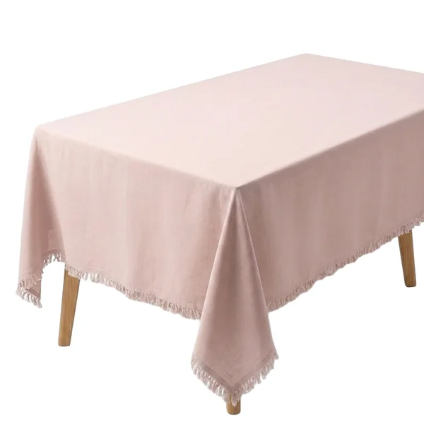 Mantel de 2,00 x 1,40 m de tela natural con flecos