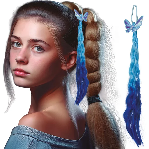 Mechón azul con mariposa de 35 cm