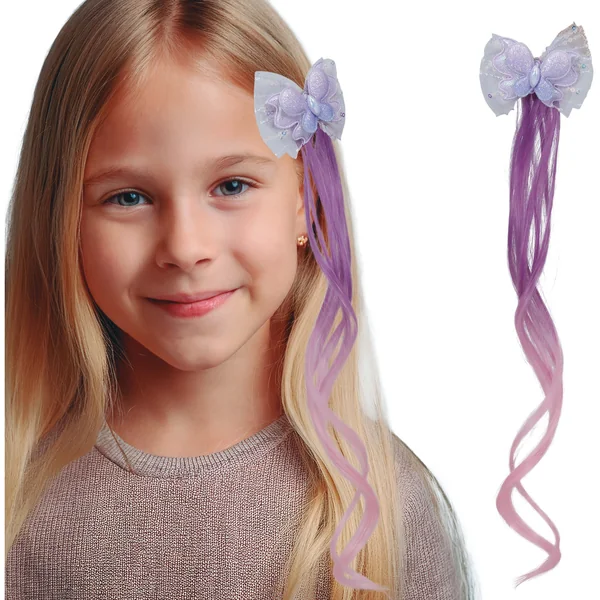 Mechón lila con mariposa de 35 cm