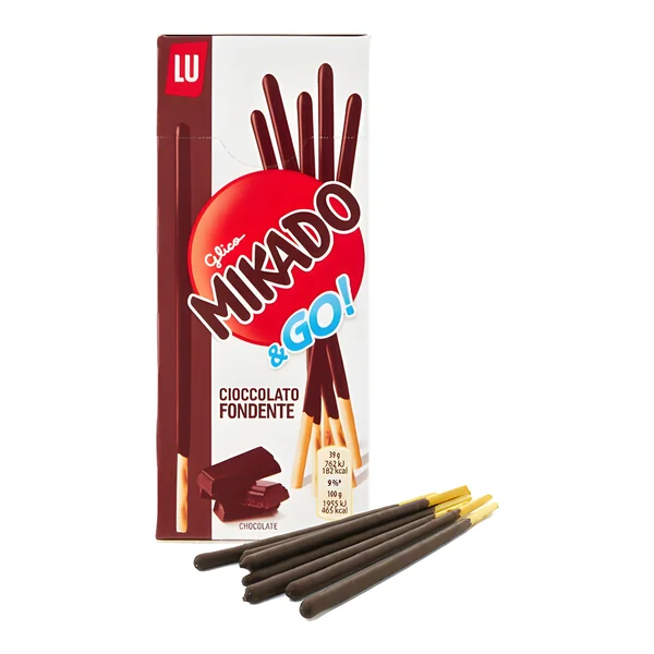 Mikado galletas cubiertas de chocolate negro - Lu