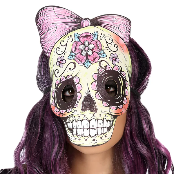 Máscara de calavera mejicana con lazo