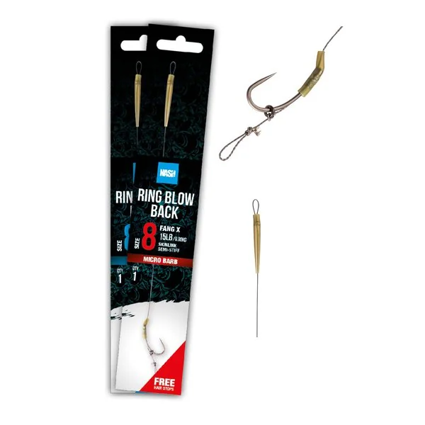 Nash Ring Blow Back Rig Barbless Anzuelo Tamaño 8