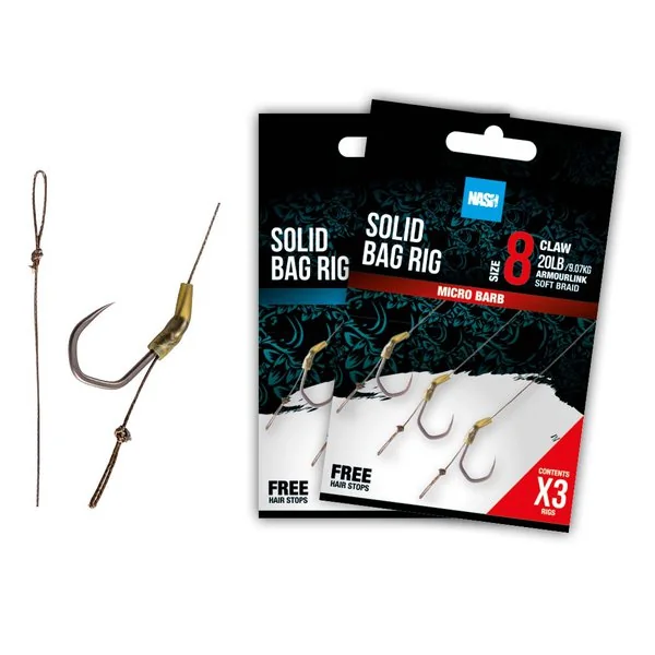 Nash Solid Bag Rig Barbless (3 pcs) Anzuelo tamaño 6