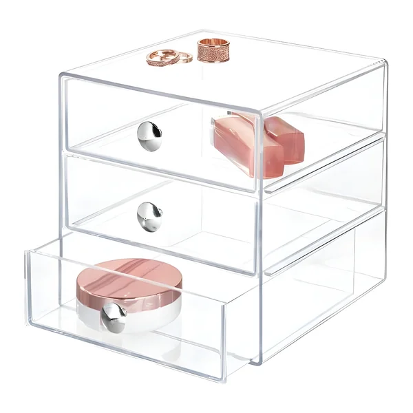 Organizador de baño con 3 cajones transparente