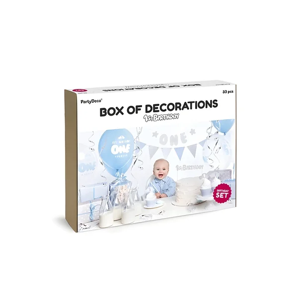 Pack de mesa dulce de primer cumpleaños azul - 33 piezas - Imagen 3