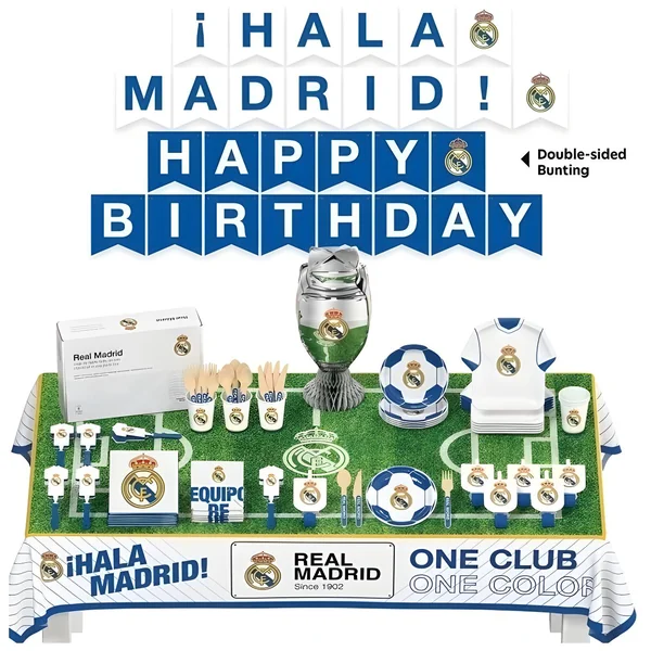 Pack para fiesta del Real Madrid - 6 personas - 75 piezas