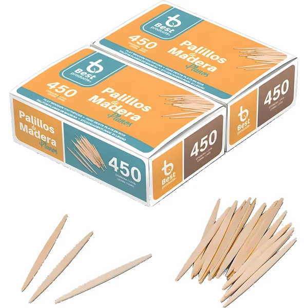 Palillos de madera planos de 450 unidades - 2 cajas