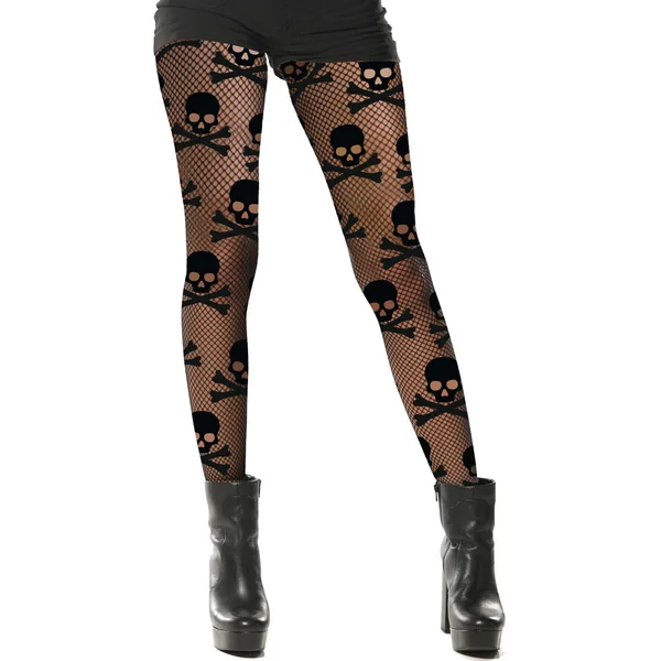 Pantys de rejilla con calaveras