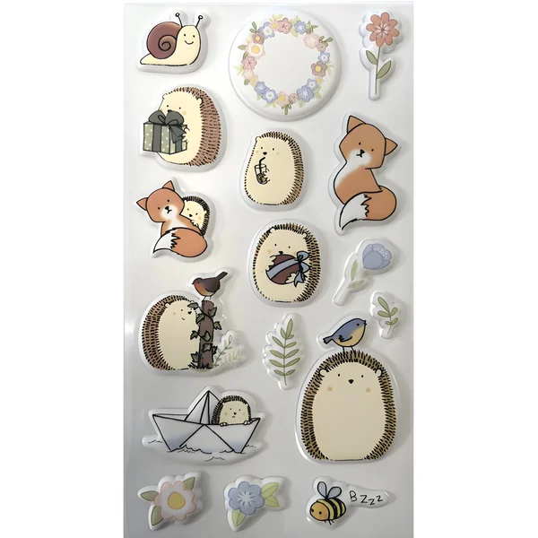 Pegatinas 3D de animales erizos - 1 hoja
