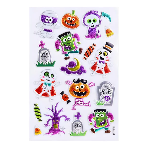 Pegatinas de Halloween criaturas con volumen - 1 hoja