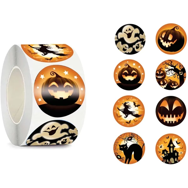 Pegatinas de Halloween en rollo - 200 unidades