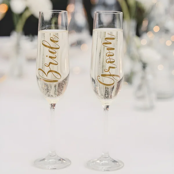Pegatinas para bodas para copa Groom y Bride - PartyDeco - 2 unidades