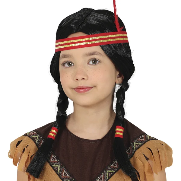 Peluca de india con trenzas infantil