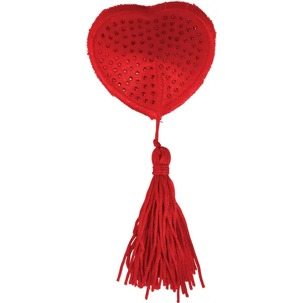 Pezoneras de corazón rojo con borlas - Imagen 3