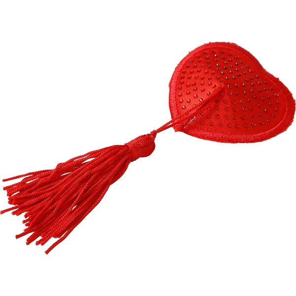 Pezoneras de corazón rojo con borlas - Imagen 4