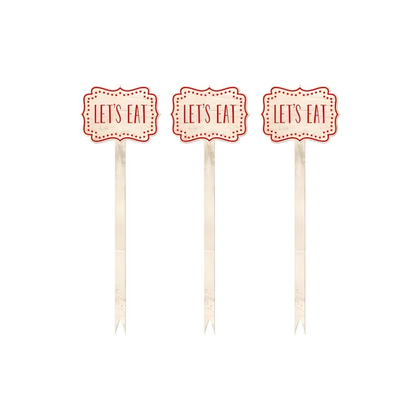Picks de madera con mensaje en rojo - 12 unidades