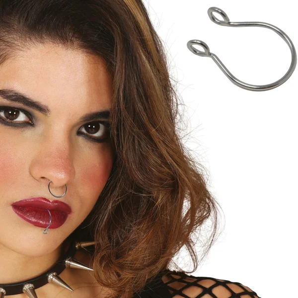 Piercings falsos plateados - 6 unidades