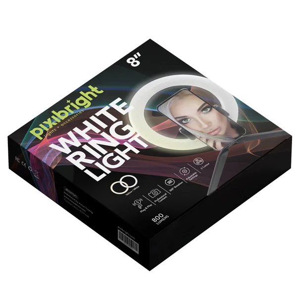 Pixibright White Ring Light Selfie Sticks