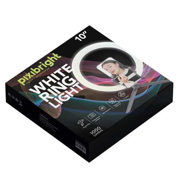 Pixibright White Ring Light Selfie Sticks