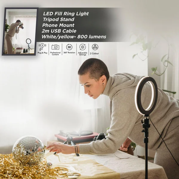 Pixibright White Ring Light Selfie Sticks - Imagen 5