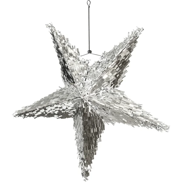 Piñata 3D de estrella plateada plegable de 68 cm