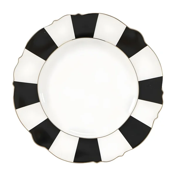 Plato de 20,4 cm Excellence rayas blanco y negro
