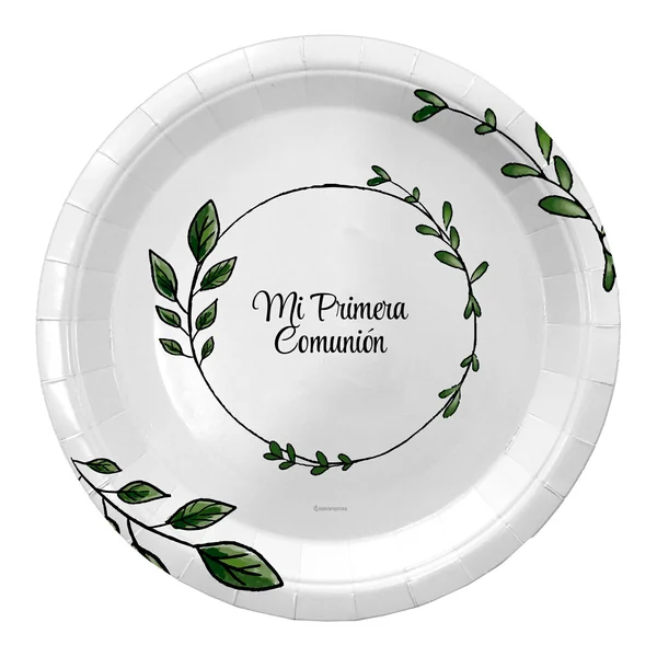 Plato de Mi Primera Comunión Hojas de 18 cm - 8 unidades