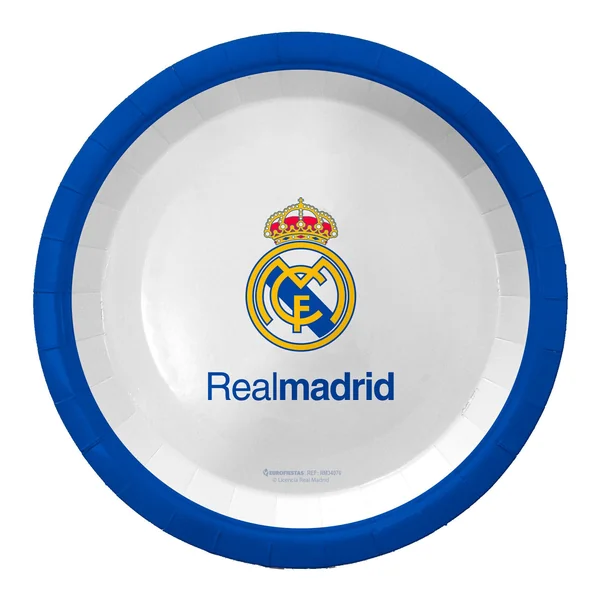Plato de Real Madrid blanco de 23 cm - 8 unidades