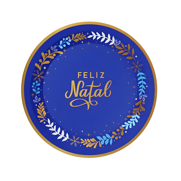 Platos de 18 cm de Feliz Natal - 8 unidades