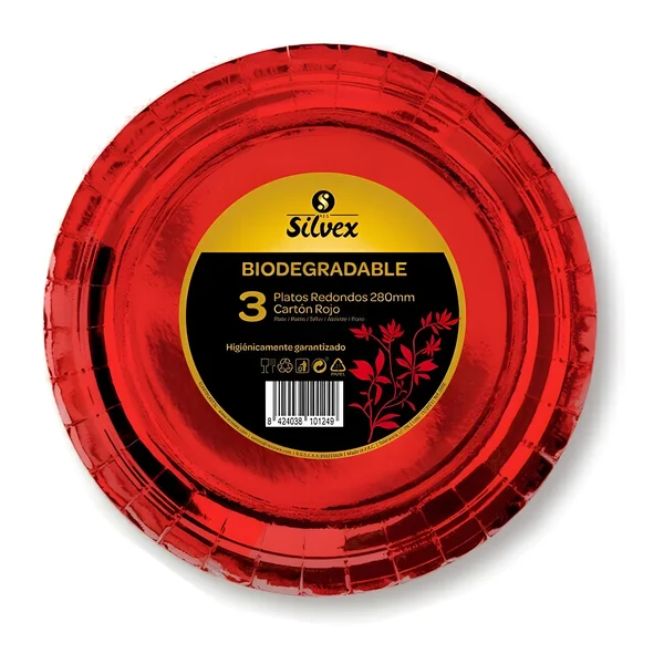 Platos de 28 cm de cartón metalizados - 3 unidades
