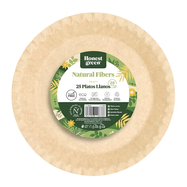 Platos de 28 cm de kraft - 25 unidades