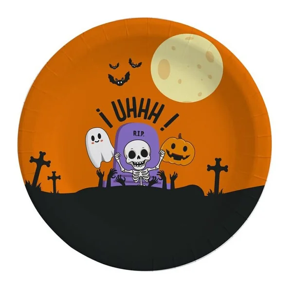 Platos de cementerio naranja de 23 cm - 6 unidades