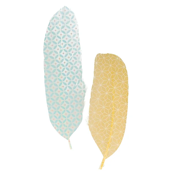 Plumas decorativas con estampados de mosaico - 6 unidades