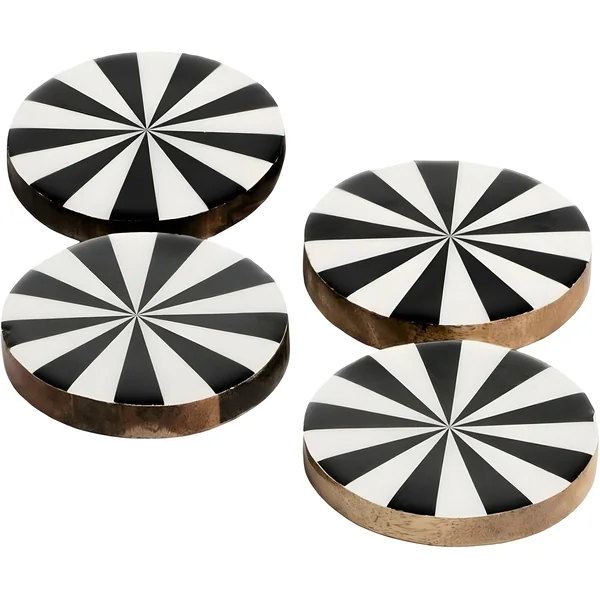 Posavasos negro y blanco - 4 unidades