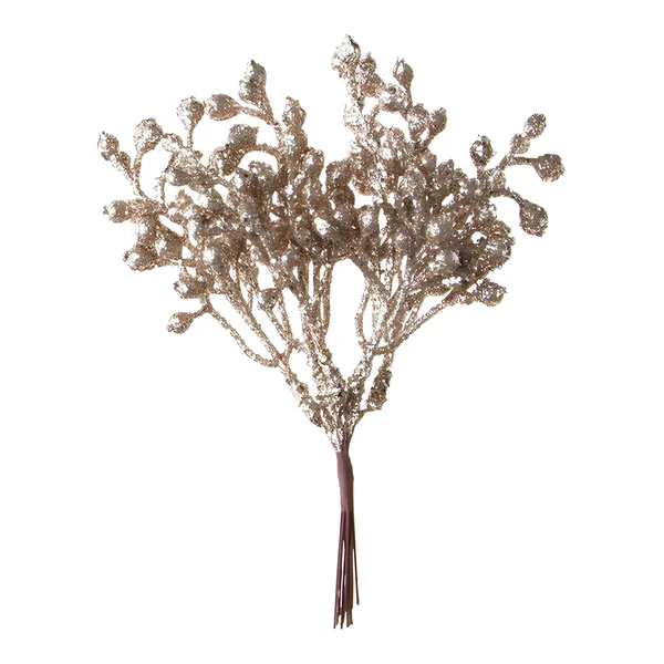 Rama decorativa con hojas champagne de 15 cm