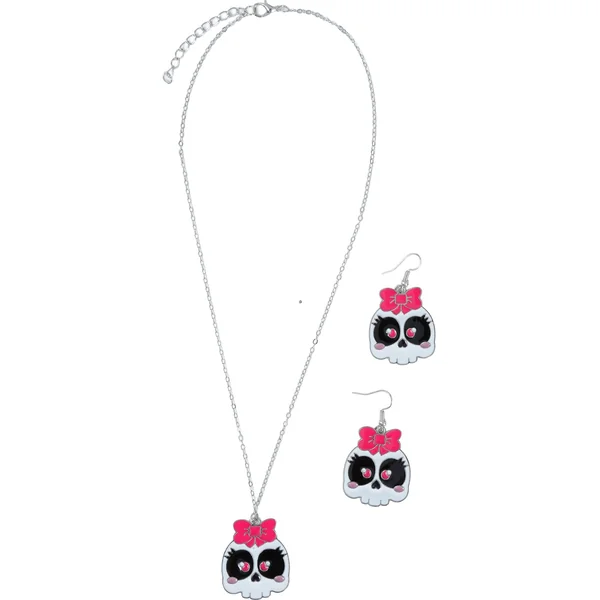 Set de pendientes y collar de calaveras - Imagen 3