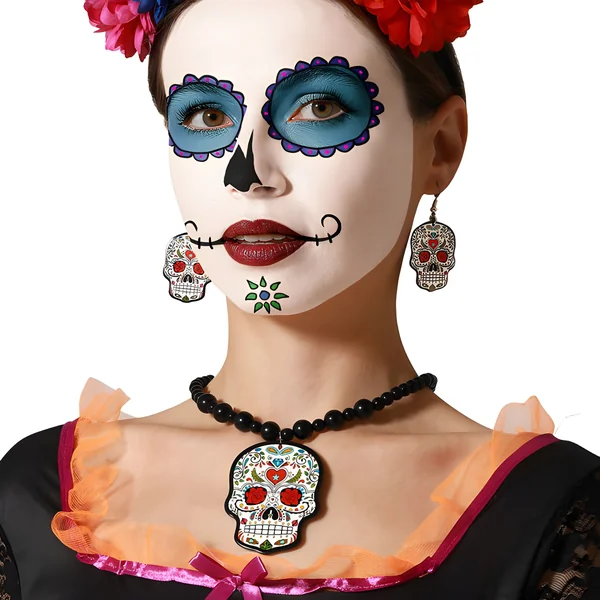 Set de pendientes y collar de Catrina